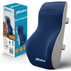 Stelive Ergonomic Back Cushion Lumbar Support Cushion Memory Foam Back Support Orthopedic Backrest Support Pillow w/ Adjustable Straps