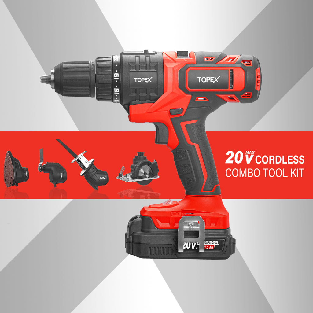 TOPEX 20V 5 IN1 Power Tool Combo Kit Cordless Drill Driver Sander Electric Saw