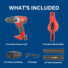 Load image into Gallery viewer, TOPEX 20V Cordless Drill Leaf Blower Power Tool Combo Kit w/ Battery