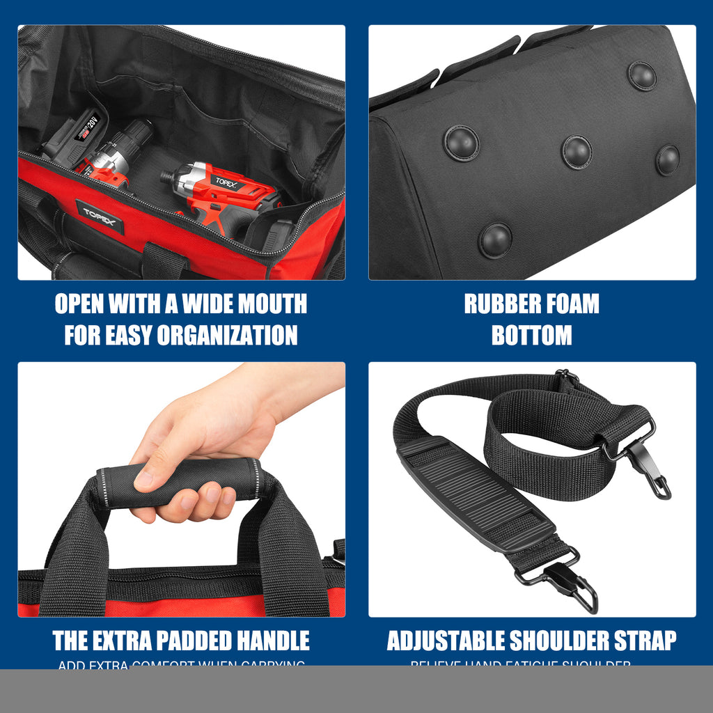 TOPEX 20V Cordless Hammer Drill Impact Driver Power Tool Combo Kit w/ Drill Bits & Tool Bag