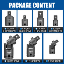 Load image into Gallery viewer, TOPEX 7-piece socket adaptor set 1/4" 3/8" and 1/2" universal joint socket adaptor