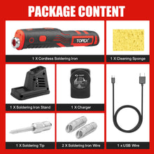 Load image into Gallery viewer, TOPEX 4V Max Cordless Soldering Iron and Charger, Cordless Soldering Iron Kit, 12 Sec Quick Heat Up
