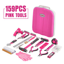 Load image into Gallery viewer, Monika Pink Power Tool Combo Set Cordless Drill Driver Rechargeable Screwdriver ELectric Cutter w/ 159PCS Household Tool Set & 20PCS Gardening Kit