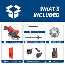 Load image into Gallery viewer, TOPEX 12V Cordless Circular Saw Lithium-Ion LED Torch w/ Battery & Charger