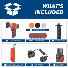 Load image into Gallery viewer, TOPEX 12V Cordless Polisher Lithium-Ion LED Torch w/ Battery & Charger
