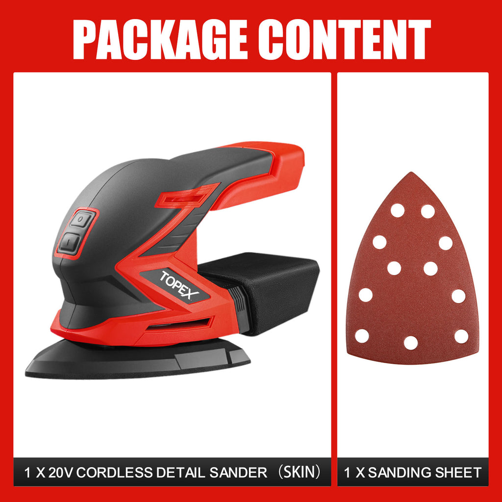 TOPEX 20V Cordless Detail Sander Electric Detail Sander Handheld Sanding Machine Small Triangular Palm Sander (Battery & Charger not included)
