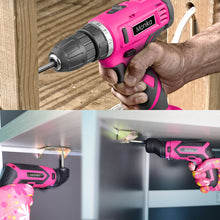 Load image into Gallery viewer, Monika Pink Power Tool Combo Set Cordless Drill Driver Rechargeable Screwdriver ELectric Cutter w/ 159PCS Household Tool Set & 20PCS Gardening Kit