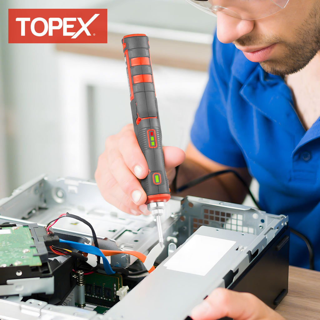 TOPEX 4V Max Cordless Soldering Iron and Charger, Cordless Soldering Iron Kit, 12 Sec Quick Heat Up