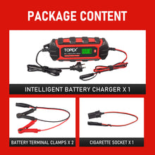 Load image into Gallery viewer, TOPEX Car Battery Charger, 10A 6V/12V Smart Automatic Battery Charger Maintainer with LCD Display for Lead Acid, LiFePo4 Battery in Truck, Motorcycle
