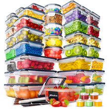 Load image into Gallery viewer, Stelive 56 PCs Food Storage Container Set, Leak Proof Lunch Boxes, BPA-Free Clear Plastic Storage Containers for Home & Kitchen Organization with Labels & Pen