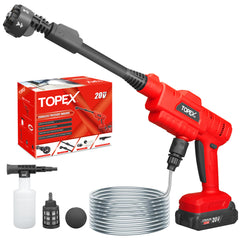 TOPEX 20V Cordless Pressure Washer, 6-in-1 Nozzle for Washing Car/Wall/Floor, Battery