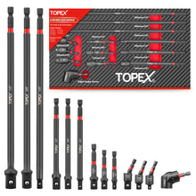Load image into Gallery viewer, TOPEX 13-piece 1/4" Impact Socket Adapter Set Socket Bit Adapters Extension Bar Set