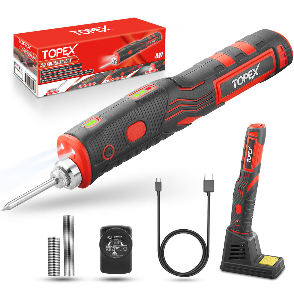 TOPEX 4V Max Cordless Soldering Iron and Charger, Cordless Soldering Iron Kit, 12 Sec Quick Heat Up