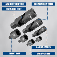 Load image into Gallery viewer, TOPEX 7-piece socket adaptor set 1/4" 3/8" and 1/2" universal joint socket adaptor