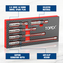 Load image into Gallery viewer, TOPEX 5-PIECE Swivel Spark Plug Socket Set 3/8″ Drive Extra Long