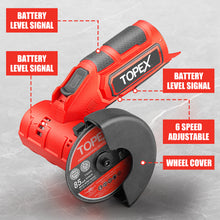 Load image into Gallery viewer, TOPEX 12V Cordless Angle Grinder Skin Only without Battery,with 2 Polishing disc & 1 Wrench for Metal and Wood