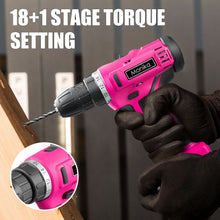 Load image into Gallery viewer, Monika Pink Power Tool Combo Set Cordless Drill Driver Rechargeable Screwdriver ELectric Cutter w/ 159PCS Household Tool Set & 20PCS Gardening Kit