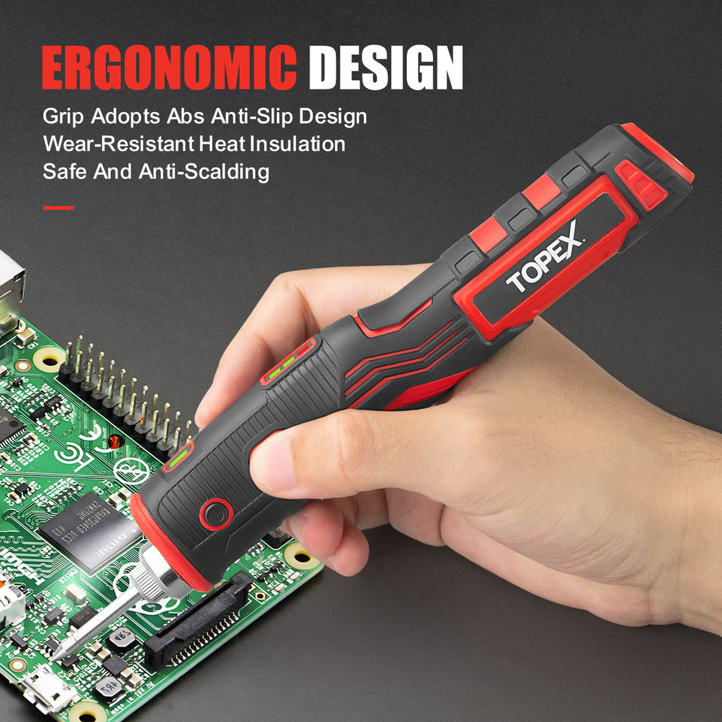 TOPEX 4V Max Cordless Soldering Iron and Charger, Cordless Soldering Iron Kit, 12 Sec Quick Heat Up