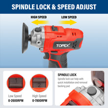 Load image into Gallery viewer, TOPEX 12V Cordless Polisher 3" Mini Car Detailing Buffer & Sander w/ Battery & Charger