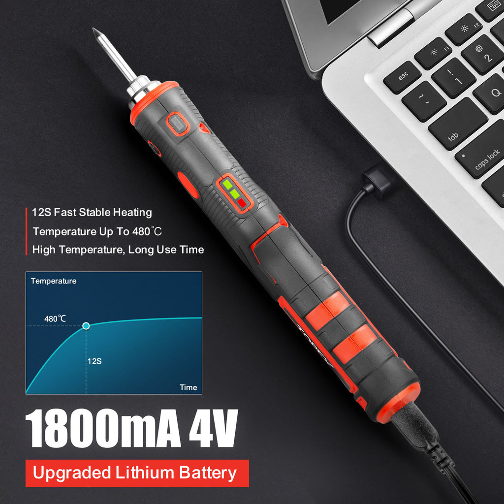 TOPEX 4V Max Cordless Soldering Iron and Charger, Cordless Soldering Iron Kit, 12 Sec Quick Heat Up