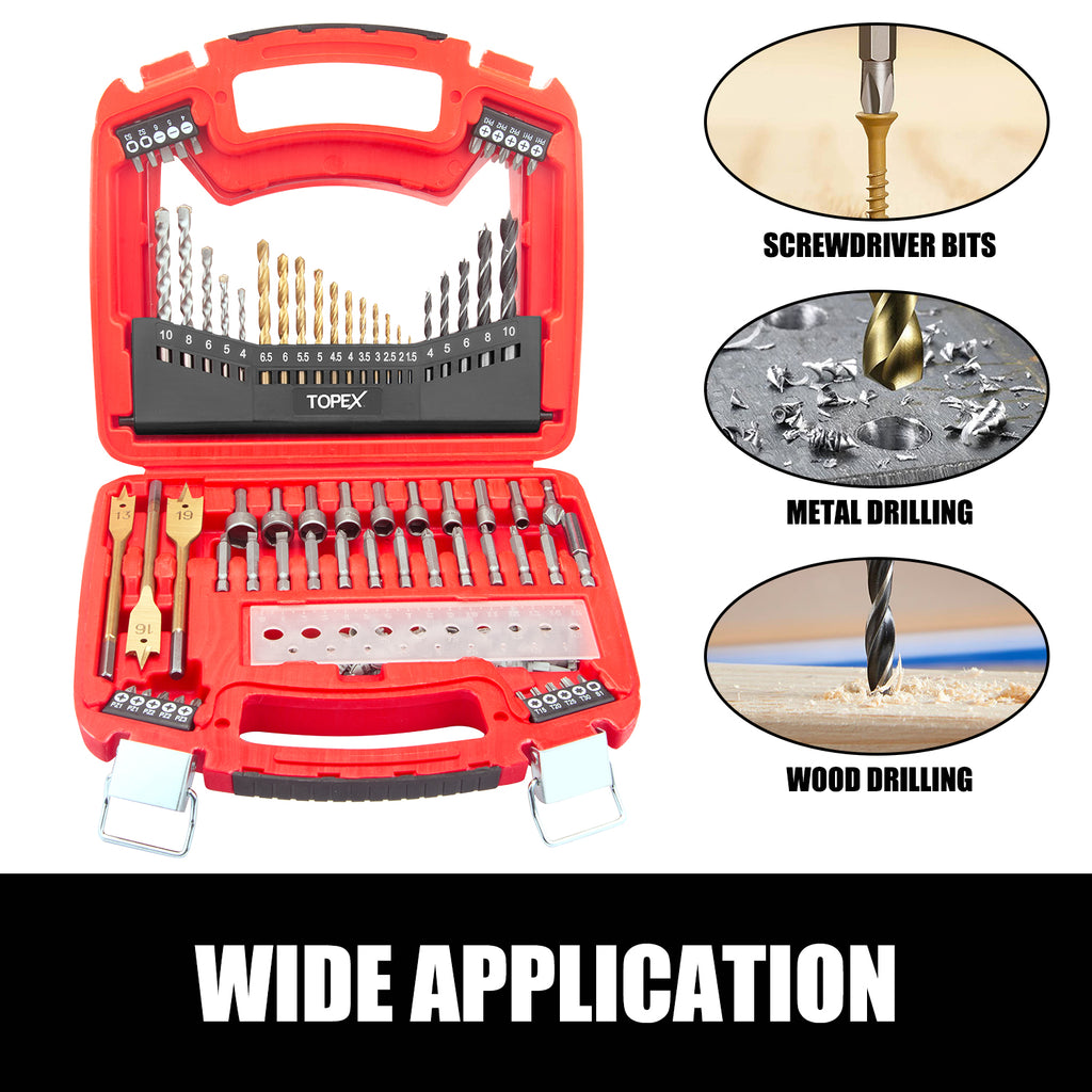 TOPEX 20V Max Cordless Hammer Drill w/ Li-Ion Battery & Drill Bit Set