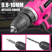 Load image into Gallery viewer, Monika Pink Power Tool Combo Set Cordless Drill Driver Rechargeable Screwdriver ELectric Cutter w/ 159PCS Household Tool Set & 20PCS Gardening Kit