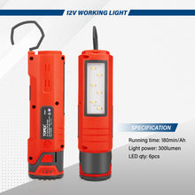 Load image into Gallery viewer, TOPEX 12V Cordless LED Worklight Lithium-Ion LED Torch w/ Battery & Charger