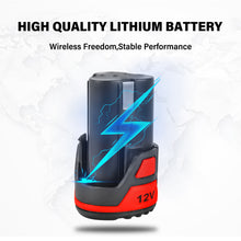 Load image into Gallery viewer, TOPEX 12V Cordless Rotary Tool Speed 5000-25000rpm With 12V Cordless Angle Grinder,12V 2.0Ah Lithium-Ion Battery&14.4V /0.4A charger