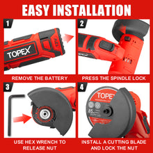Load image into Gallery viewer, TOPEX 12V Cordless Angle Grinder Skin Only without Battery,with 2 Polishing disc & 1 Wrench for Metal and Wood