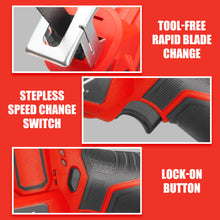 Load image into Gallery viewer, TOPEX 12V Cordless Reciprocating Saw w/  2 Saw Blades & Clamping Claw  Cutting Depth 65 mm