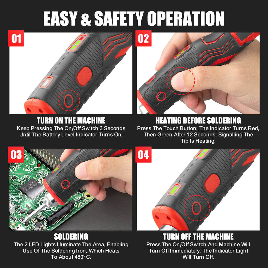 TOPEX 4V Max Cordless Soldering Iron and Charger, Cordless Soldering Iron Kit, 12 Sec Quick Heat Up