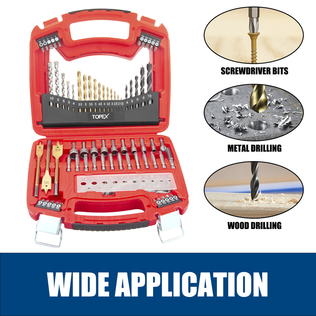 TOPEX 20V Cordless Hammer Drill Impact Driver Power Tool Combo Kit w/ Drill Bits & Tool Bag
