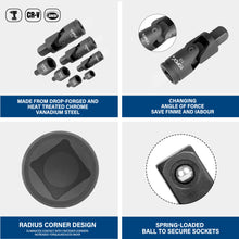 Load image into Gallery viewer, TOPEX 20V Cordless Combo Kit Impact Wrench Driver 7-piece Socket Adaptor 9-Piece Extension Bar Set 20V LED Light w/Tool Bag