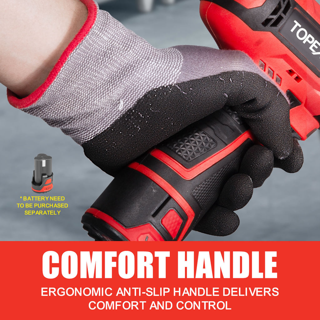 TOPEX 12V Cordless Impact Wrench with 3/8-Inch Chuck, Torque Max 120 N.m, 6 Sockets Skin Only without Battery