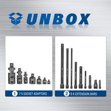 Load image into Gallery viewer, TOPEX 16-piece Socket Adaptor& Extension Bar Set