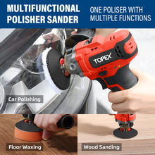 Load image into Gallery viewer, TOPEX 12V Cordless Polisher 3" Mini Car Detailing Buffer & Sander w/ Battery & Charger