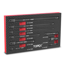 Load image into Gallery viewer, TOPEX 9-Piece Extension Bar Set 1/4" 3/8" and 1/2" Black Drive Socket Extensions