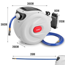 Load image into Gallery viewer, TOPEX 20M Air Hose Reel, 15 Bar Max Retractable Garden Hose Reel, Wall Mounted Air Compressor Hose Reel with Quick Coupling, Auto Rewind, Any Position Stop
