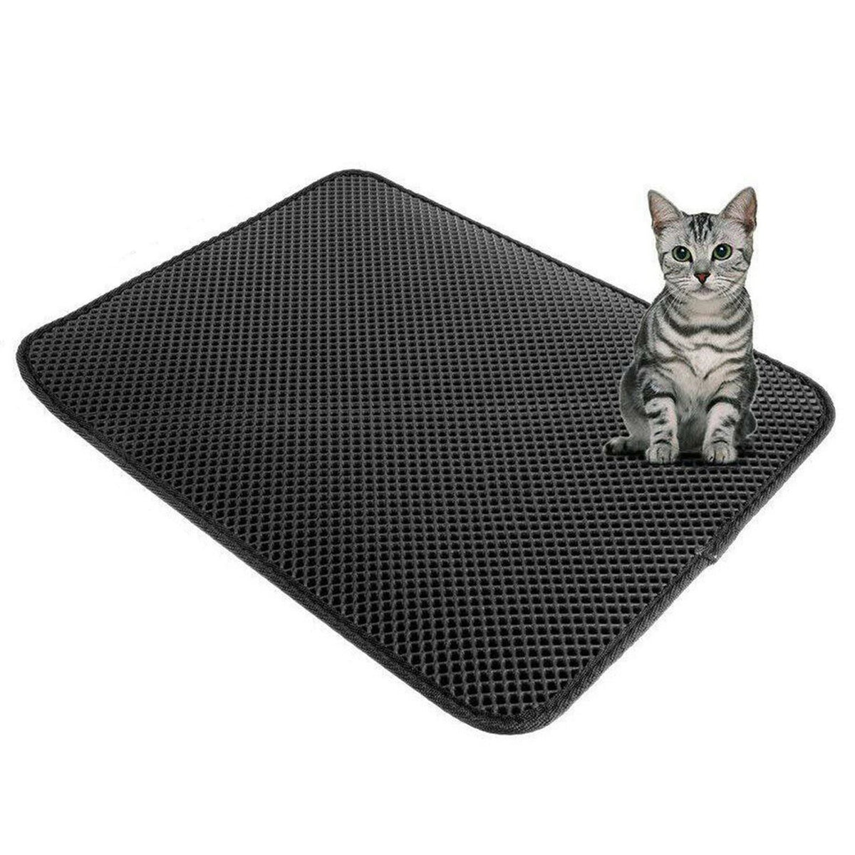 Paws & Claws 58cm Waterproof Dual Layer Cat Litter Trap Mat Trapper Pad  Black - Bunnings Australia
