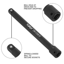 Load image into Gallery viewer, TOPEX 9-Piece Extension Bar Set 1/4" 3/8" and 1/2" Black Drive Socket Extensions