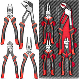 TOPEX 4 Piece Pliers Set (190 mm Diagonal Cutters, 200 mm Combination Pliers, 200 mm Long Nose Pliers, 250 mm Water Pump Pliers) for Demanding Tasks & Home Use