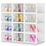 Stelive 12PCS Shoe Display Box Shoe Box Storage Containers Stackable Shoe Storage Box 33x25.4x18.6cm