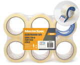 MasterSpec Clear Packing Tape - 6 Rolls, 450m Total Length, 48mm x 75m