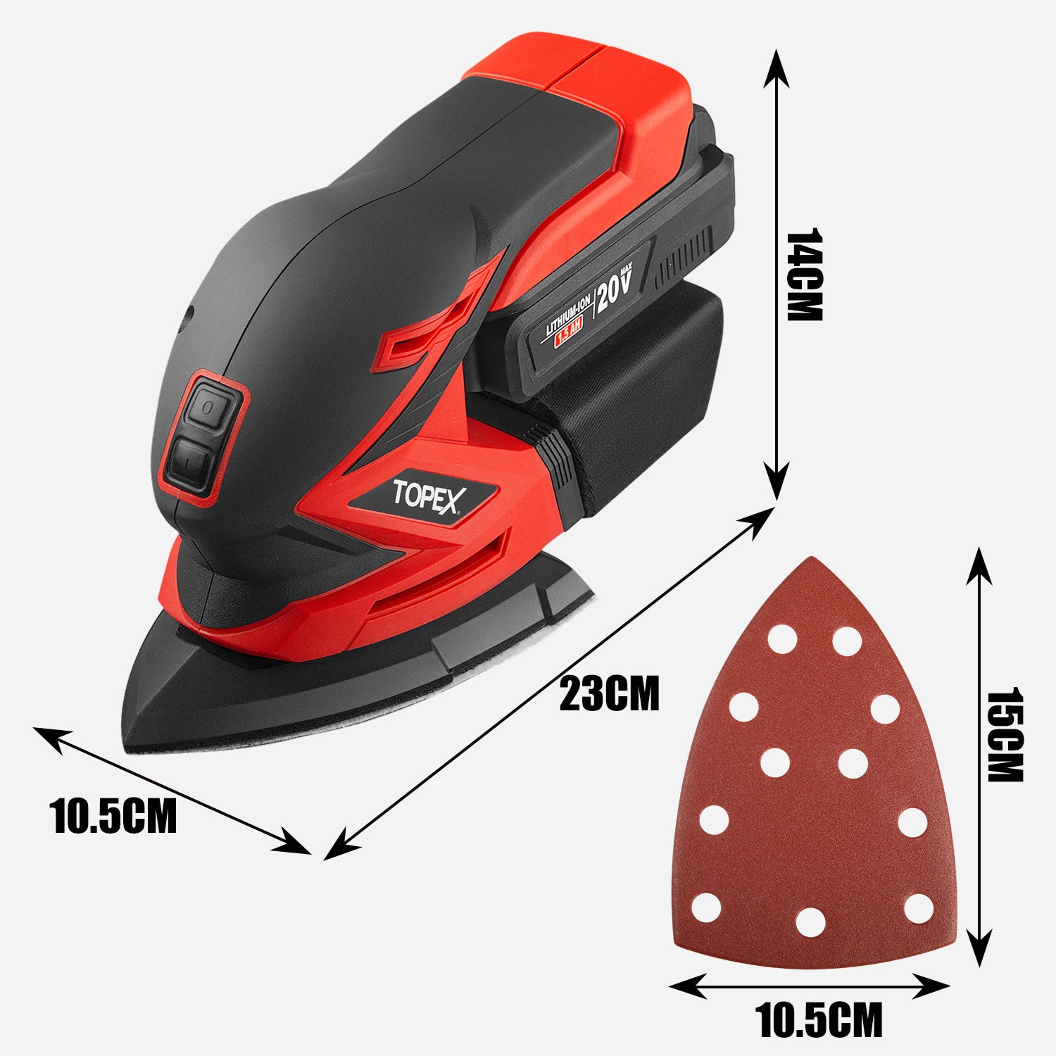 Triangular Sander TOPEX 20V Cordless Detail Sander Electric Detail Sander Handheld Sandi ...