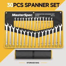 Load image into Gallery viewer, MasterSpec 30pcs Combination Spanner Set | SAE 1/4" to 1", Metric 6mm to 24mm, 15° Offset Box End &amp; 12-Point Design for Automotive Repair Furniture Assembly