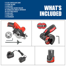 Load image into Gallery viewer, TOPEX 12V Cordless Power Tool Kit Angle Grinder Circular Saw