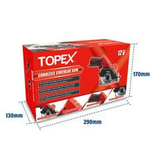 Load image into Gallery viewer, TOPEX 12V Max Cordless Circular Saw 85 mm Compact Lightweight [Skin only]