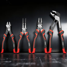 Load image into Gallery viewer, TOPEX 4 Piece Pliers Set (190 mm Diagonal Cutters, 200 mm Combination Pliers, 200 mm Long Nose Pliers, 250 mm Water Pump Pliers) for Demanding Tasks &amp; Home Use