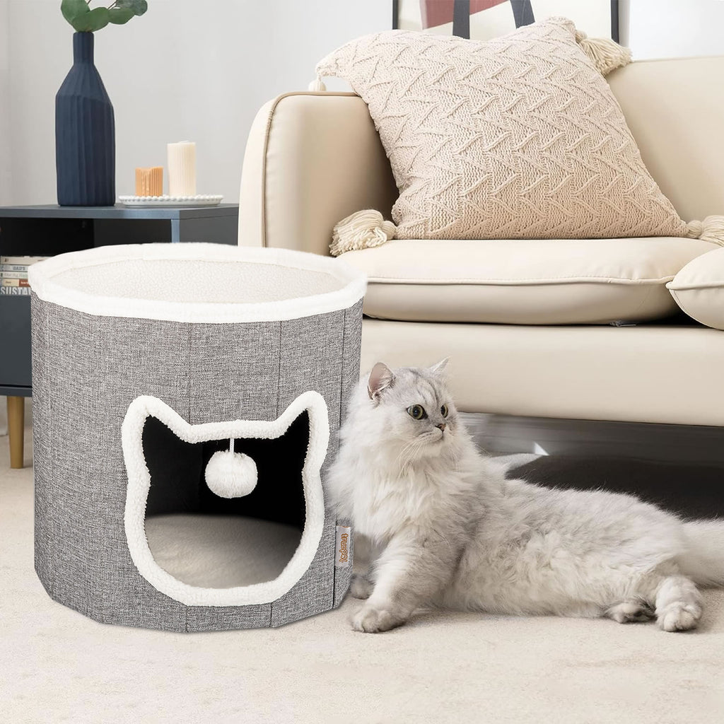 truepal Foldable Cat House Cat Cave Calming Cat Bed for Indoor Cats Washable Cat Condo with Hanging Toy Anti-tip Reinforced Design Suitable for Cats & Kittens