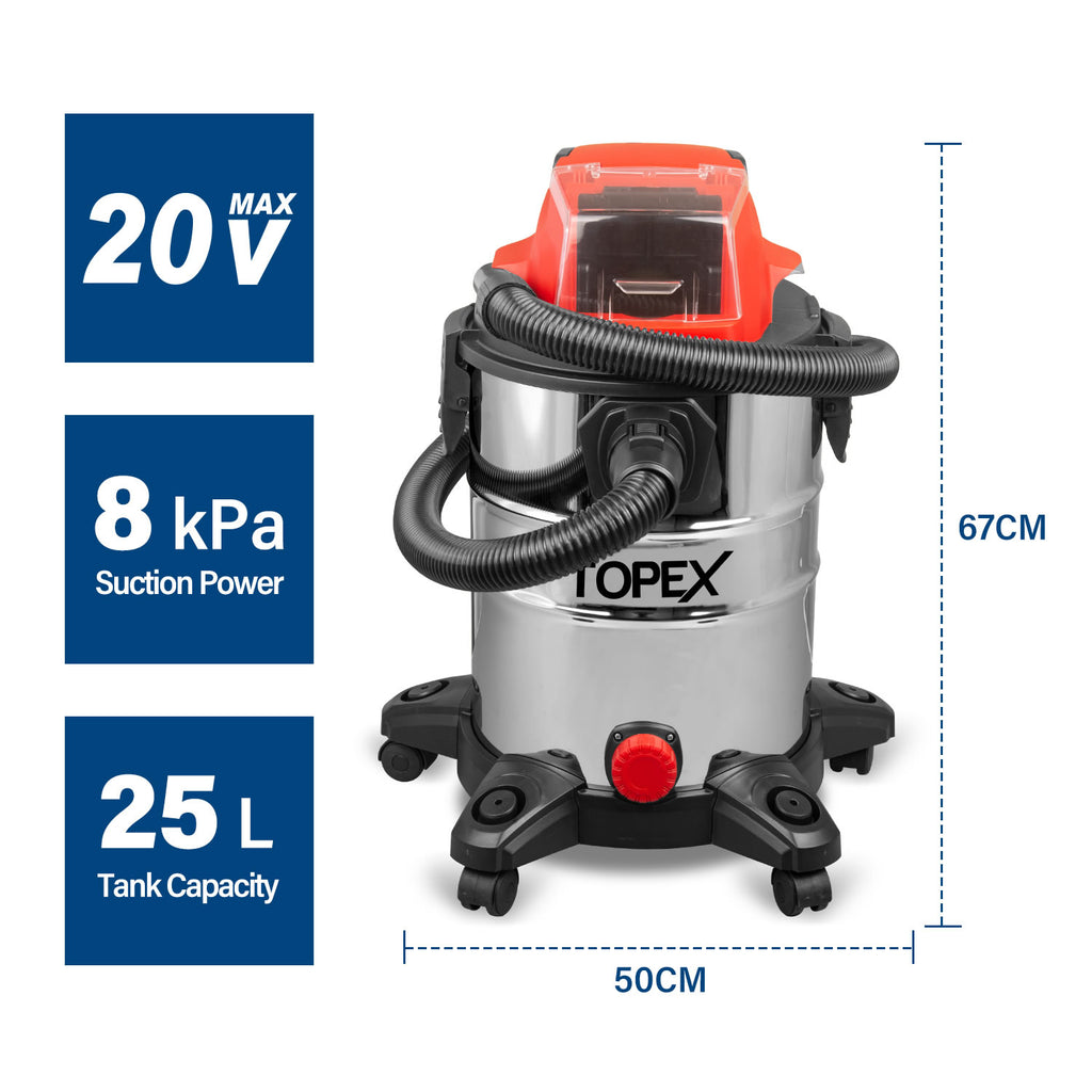 TOPEX 20V 25L Cordless Wet & Dry Vacuum Cleaner & Blower